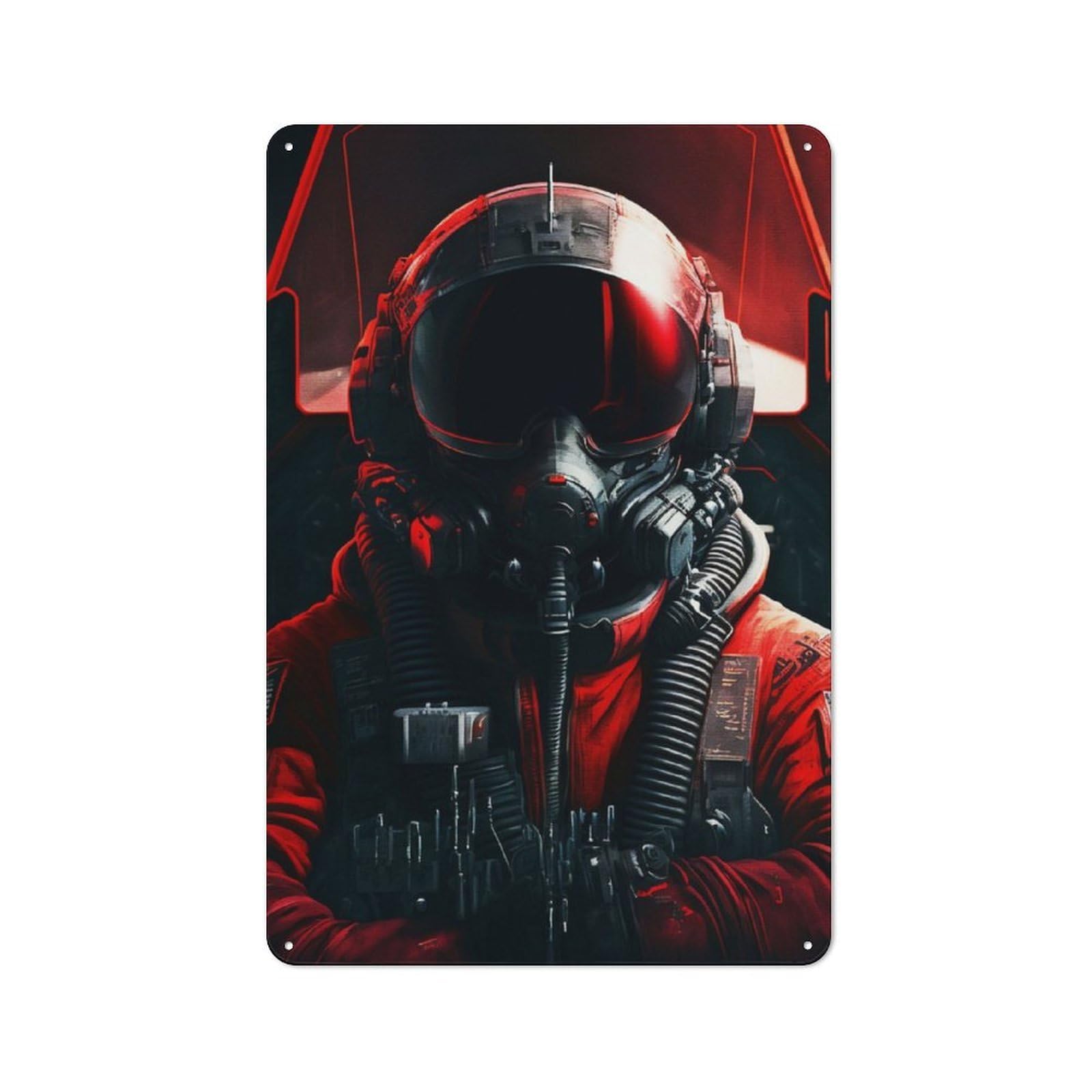 Junmoney Fighter Pilot Vintage Metal Wall Decor 30X20cm, Vintage Metal Sign For Cafe, Bistro, Bakery Or Restaurant