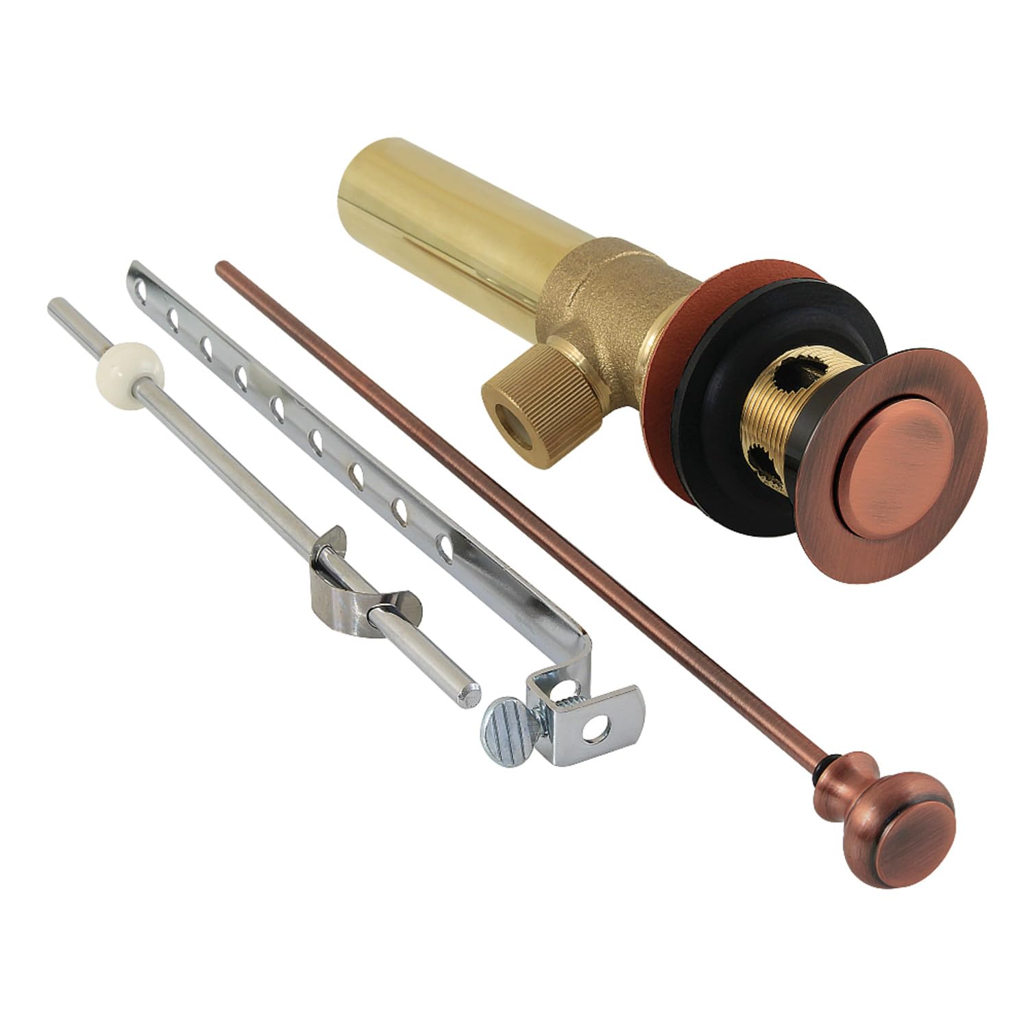 Drain pop-up avec trop-plein en cuivre antique pour lavabo de salle de bain