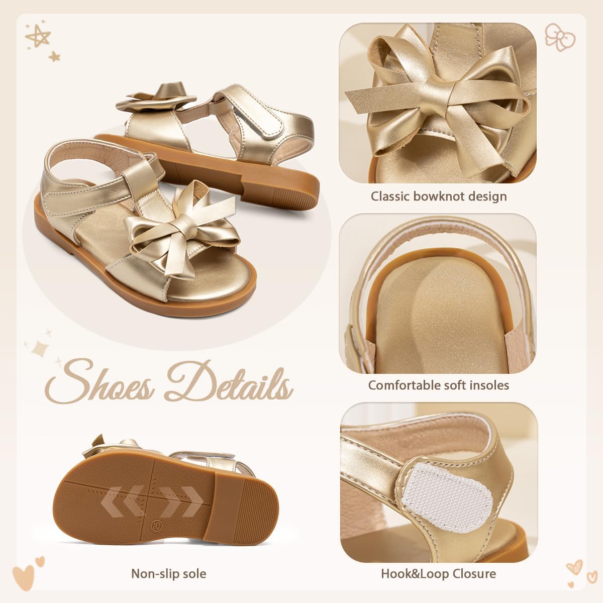 Toddler Girls Sandals Little Girl Summer Flat Sandal Baby Open Toe Outdoor Beach Holiday Dress Shoes