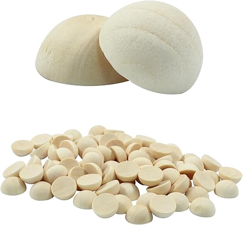 Miniatura 1 de Hitefu 200 mini cuentas de media madera, bolas de madera divididas redondas sin terminar a granel para pintura de manualidades, proyectos de adornos