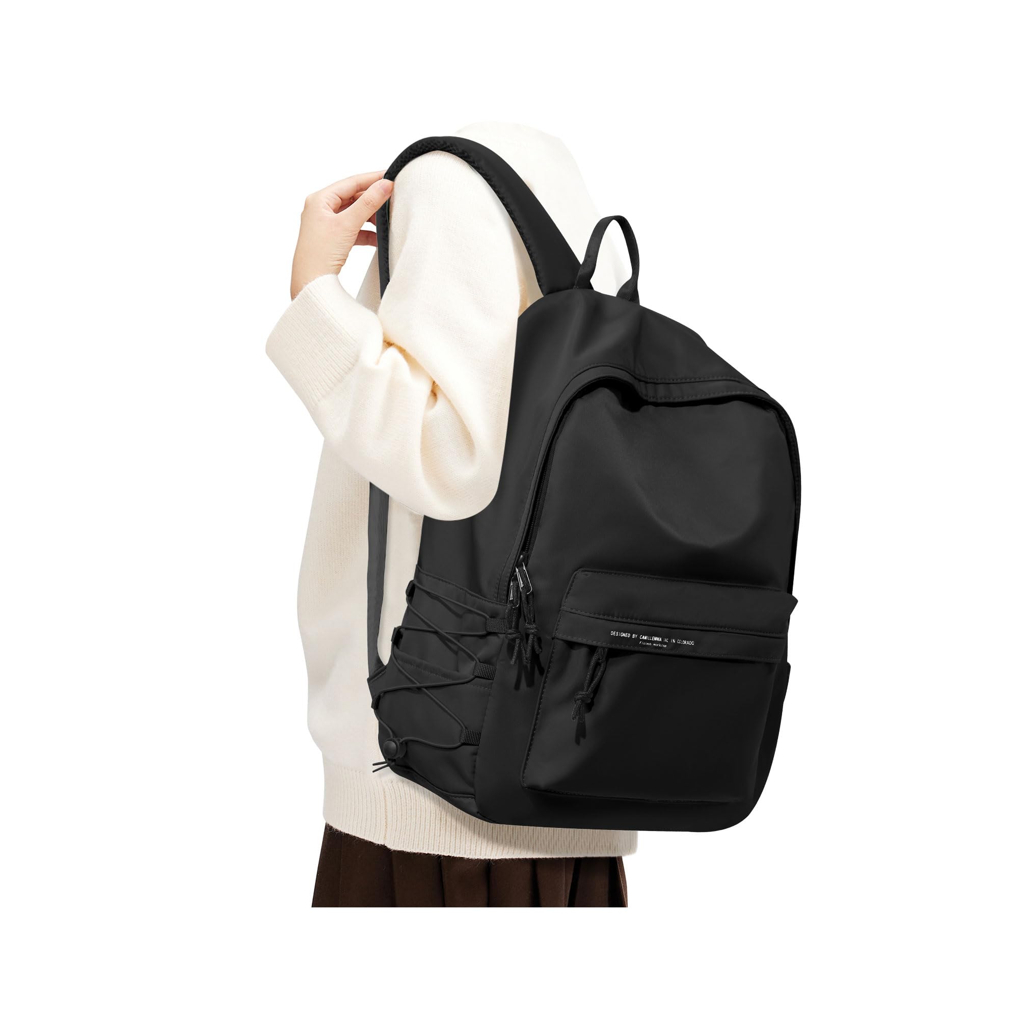 BJLFS Small Black School Backpack for Girls Women Waterproof High School Book Bag Cute Backpack for Men Teens