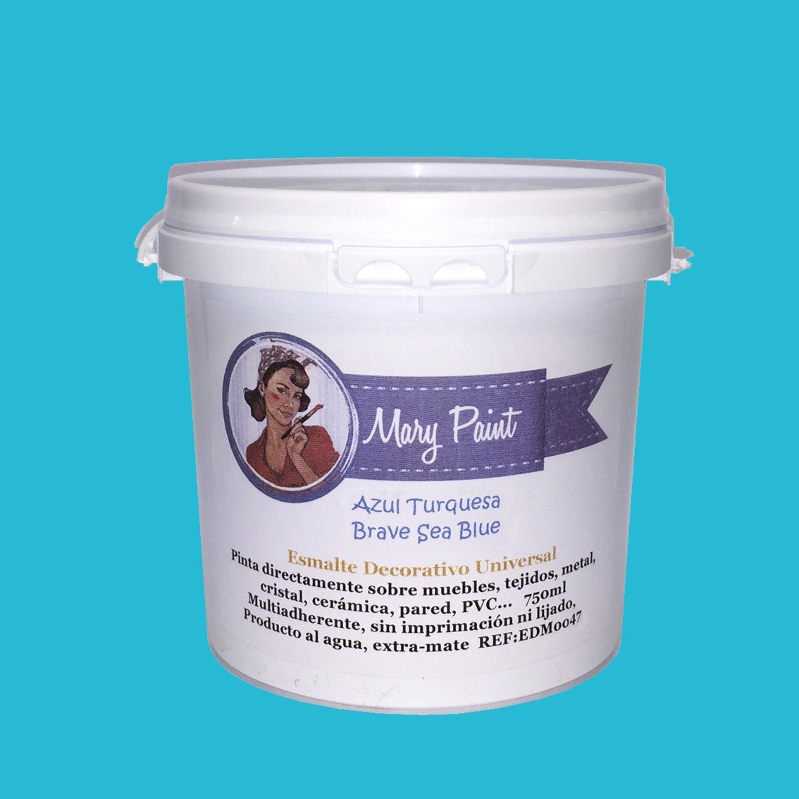 Mary Paint | Pintura para muebles efecto Chalk Paint, Azul Turquesa - 750ml