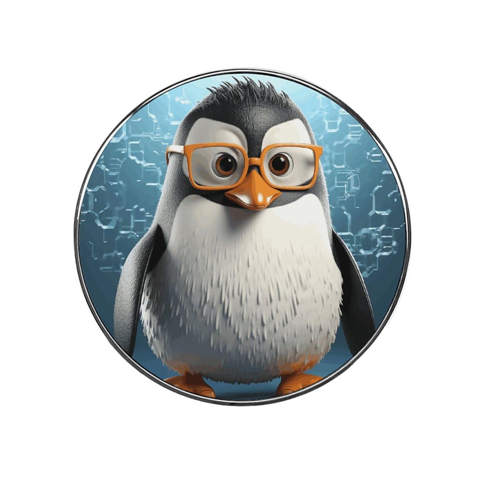 Penguin with Glasses Customizable Refrigerator Magnets, Strong Magnetic Fridge Stickers, Funny Round Decorative Fridge Magnets for Home Kitchen, Whiteboard, Locker, and Office
