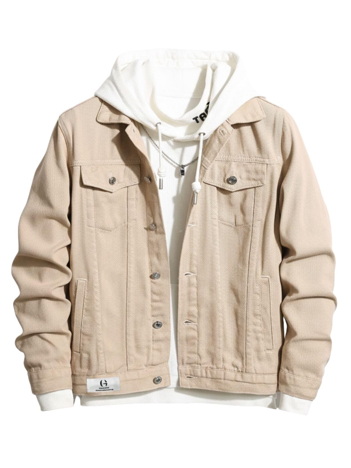 GRECIILOOKS Unisex Denim Jacket For Men & Women Stylish | Cotton Blend Casual Jean Jacket | Lightweight Button Down Streetwear Outerwear Travel Winterwear (Gl-Djt-Ms6325-S-Beige)