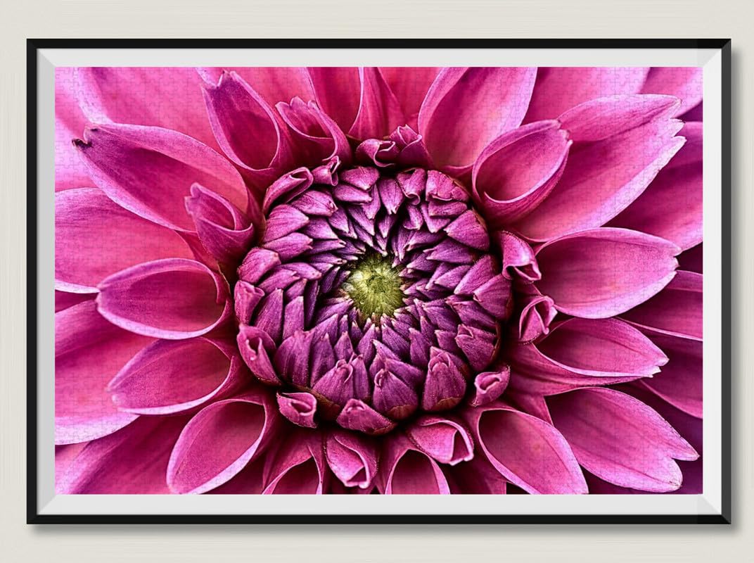 Flor de múltiples pétalos de color rojo rosa - Rompecabezas de madera de 10000 piezas - Rompecabezas para juegos de actividades familiares