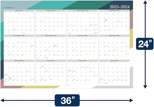 Miniatura 10 de Cambridge Calendario borrable 2023-2024 calendario de pared 24 x 36 pulgadas grande académicoregular borrado en seco reversible verticalhorizontal