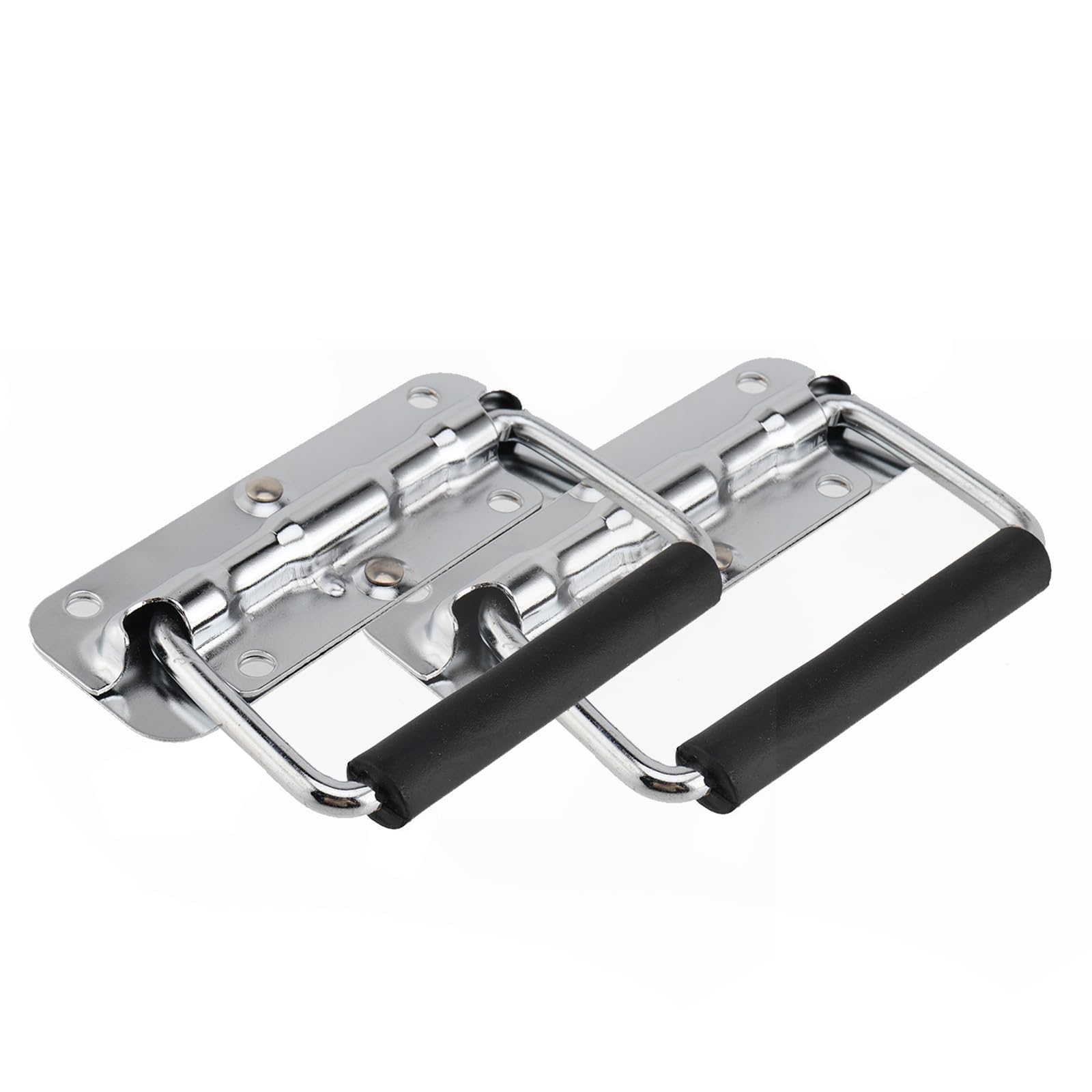 12 tiradores plegables de acero inoxidable, asa de metal plegable, tirador de caja plateado, asas plegables para cajas, maletín de herramientas, maletín, 110 x 40 mm, color plateado