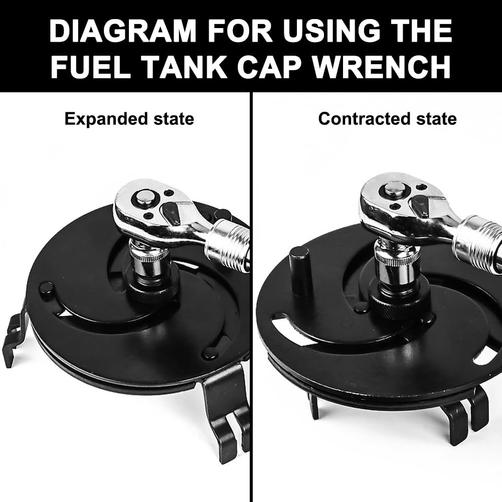 CEWROM Universeller Tankdeckelschlüssel, 3-Backen, Verstellbarer Kraftstofftankdeckelschlüssel, Werkzeug für Entfernen der Kraftstoffpumpenabdeckung, Autoreparatur, Autozubehör, 87 mm - 170 mm