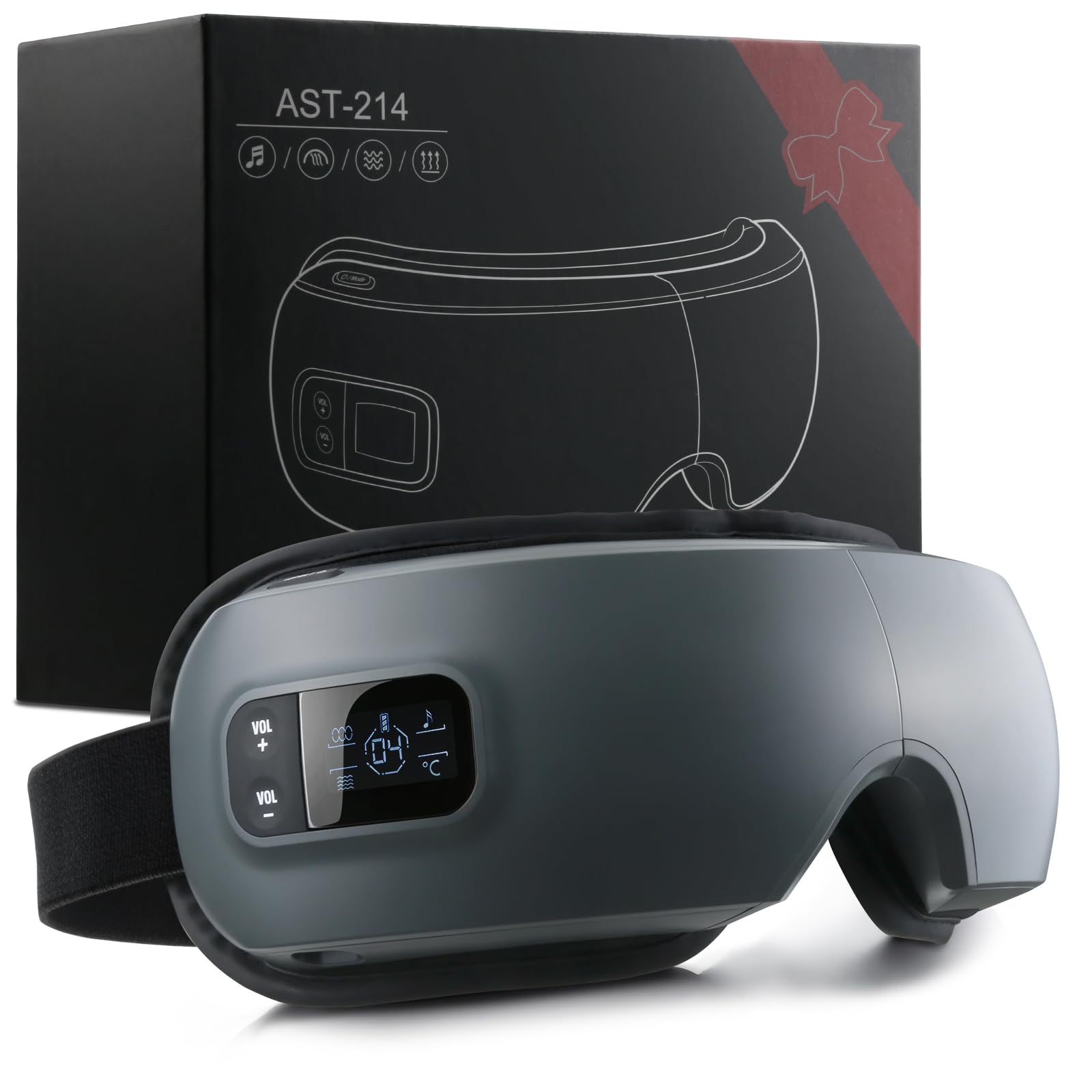 Eye Massager with Heat Sleep Mask with Compression and Music for Migraines and Circles Reduce Eyes Strain Improve