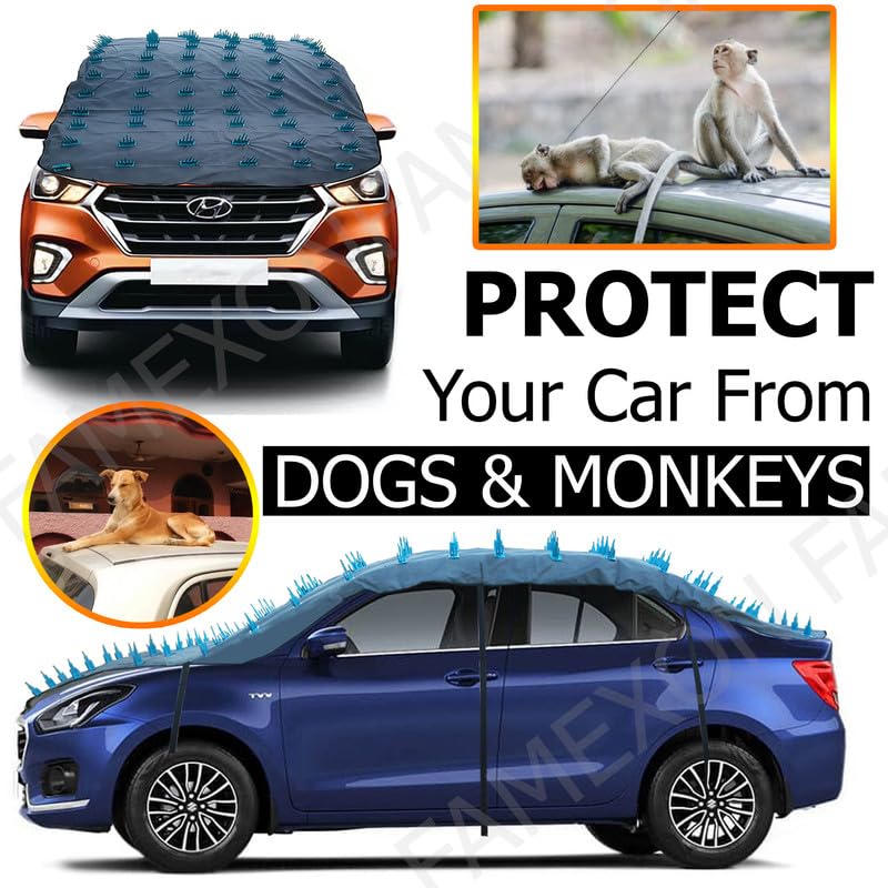 Image of Waterproof Spike Car Cover for Maruti Suzuki Ignis Completely Protect Car from Dogs & Monkeys Also Compatible with All Hatchback,Sedan and SUV Cars (13.4 Feet) Full Roof Universal Size