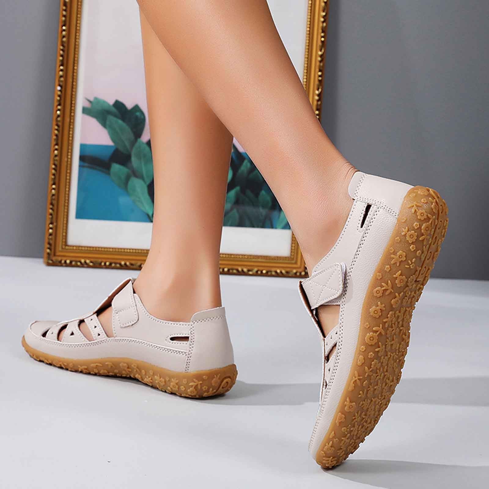 Generisch Sandales confortables pour femme pour le quotidien - Bout fermé - Design de talon respirant - Ouvertures - Fermeture idéale pour les tenues d'été décontractées