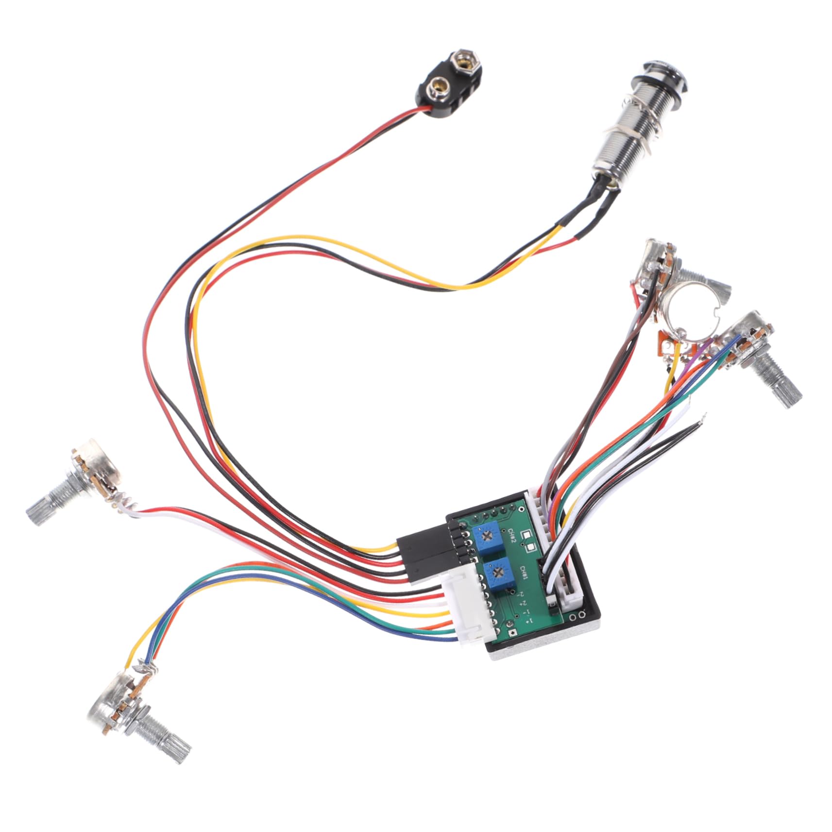 Vaguelly 1Set Band Equalizer Eq Preamp Circuit for Bass Guitar Wiring Harness with Bass Midrange Treble Volume Durable Design for Active Pickups