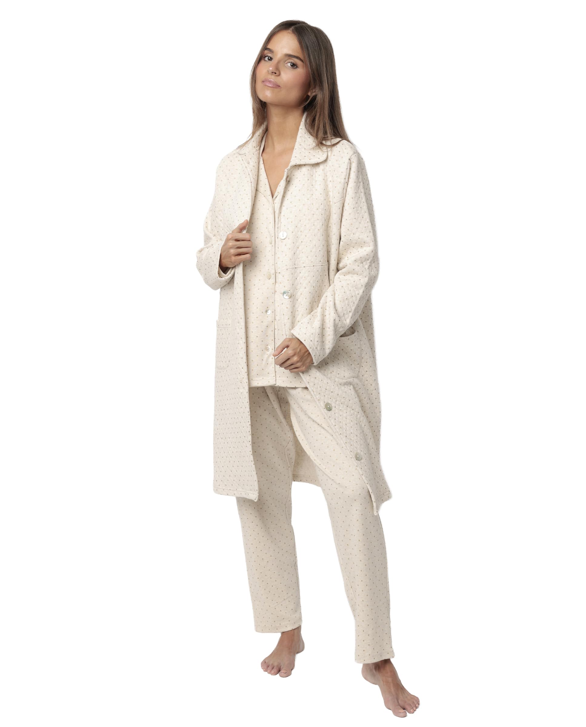 ADMAS classic bata manga larga botones organic dots para mujer