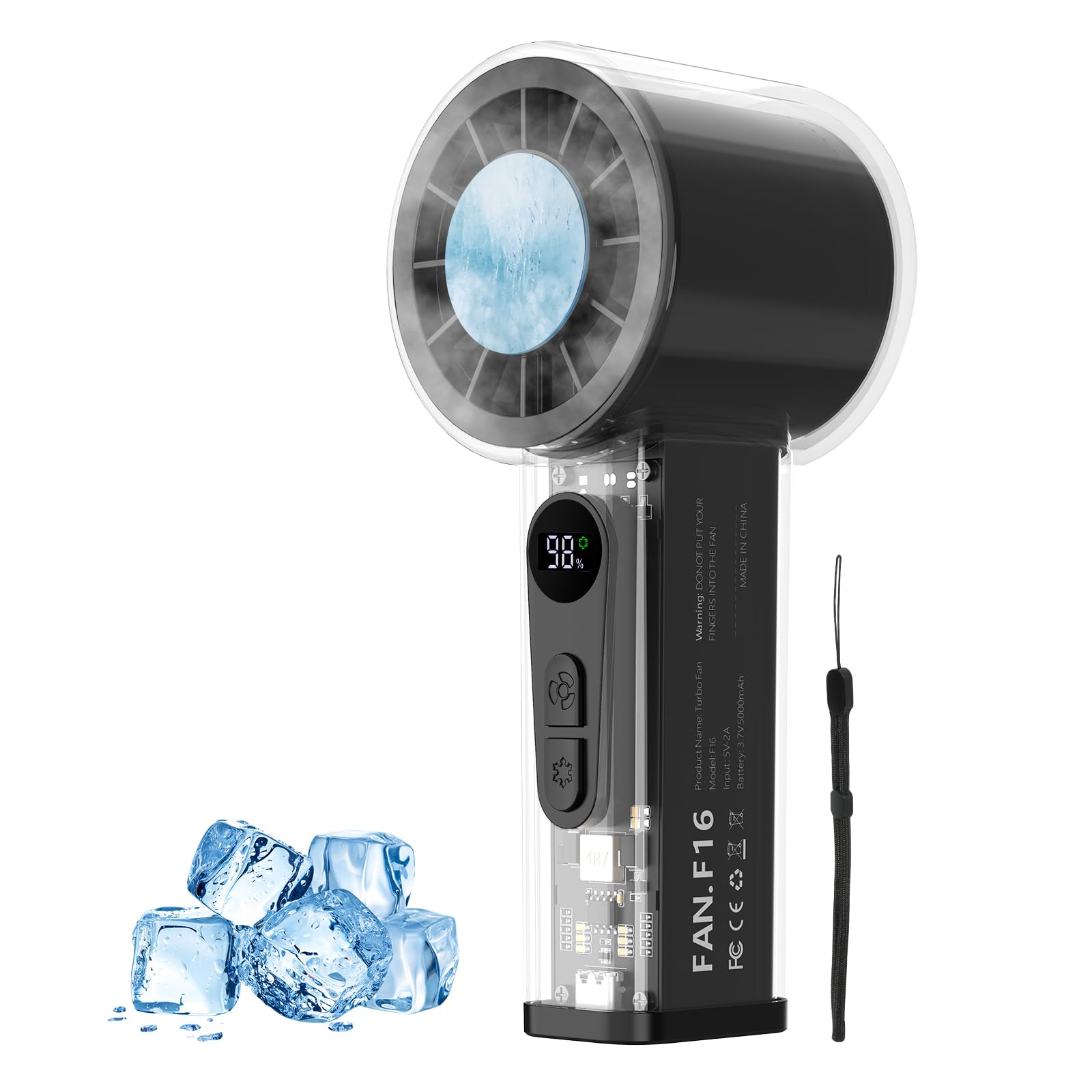 Photo 1 of Personal Handheld Ice Cooling Turbo Fan, 16000RPM, Transparent Portable Fan