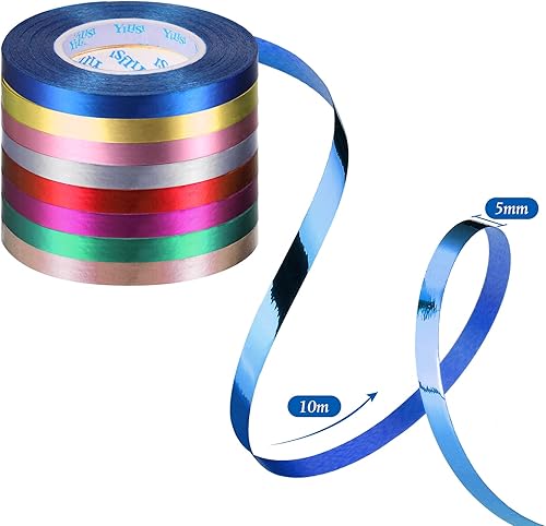 Miniatura 3 de Janinka 48 rollos de cinta brillante para envolver globos metálicos para envolver regalos, manualidades, lazos, Navidad, San Valentín, boda, fiesta