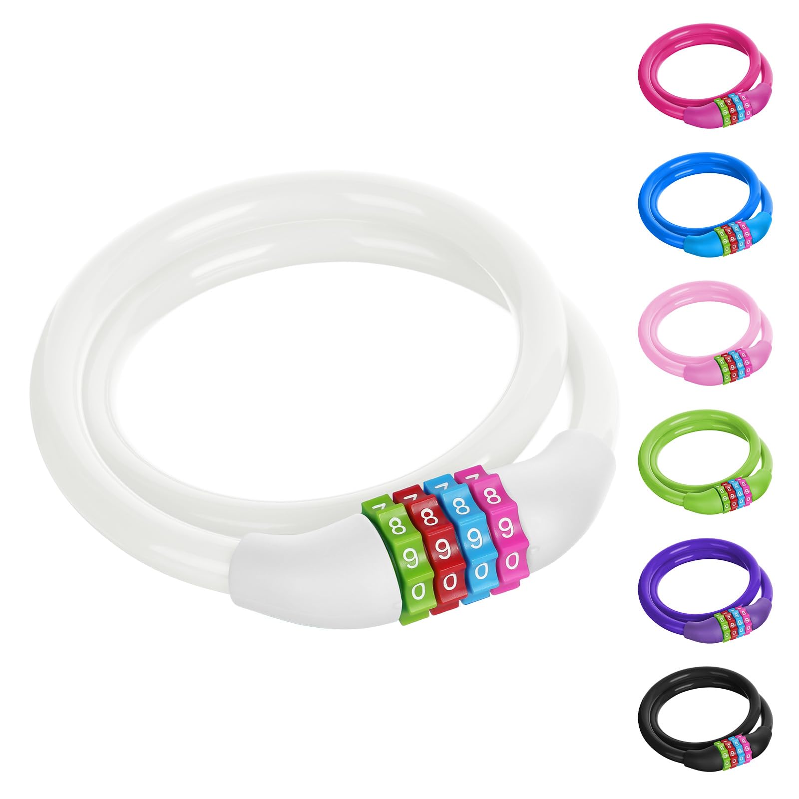 AOOSA 4-Digit Password Bicycle Lock, Portable Anti Theft Cable Lock