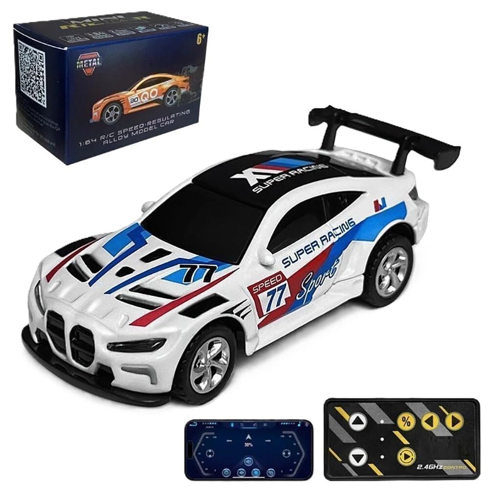 Royaldeals1:64 Scale APP Controllable Mini Alloy Toy Car 3 Speed Adjustment Type C Charging 2.4Ghz RC Toy Car for Kids Gift Toy(Mix Color As per Stock)-picture-20