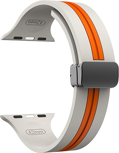 Miniatura 2 de Correa de silicona con cierre plegable magnético, compatible con Apple Watch de 1.654 in 1.732 in 1.772 in 1.929 in, correa de silicona deportiva