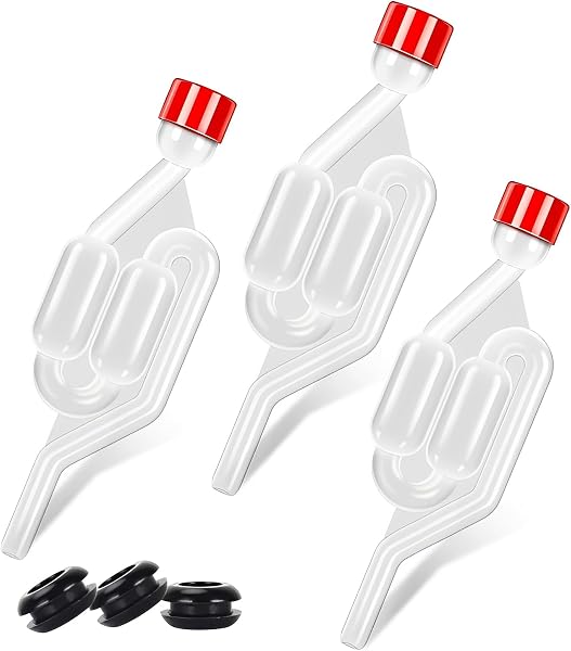 3 Pcs Barboteur Fermentation avec Bouchons, Barboteur Fermentation, Demijohn Airlock et bouchon, Équipement essentiel pour la fabrication de vin et de cidre - 1