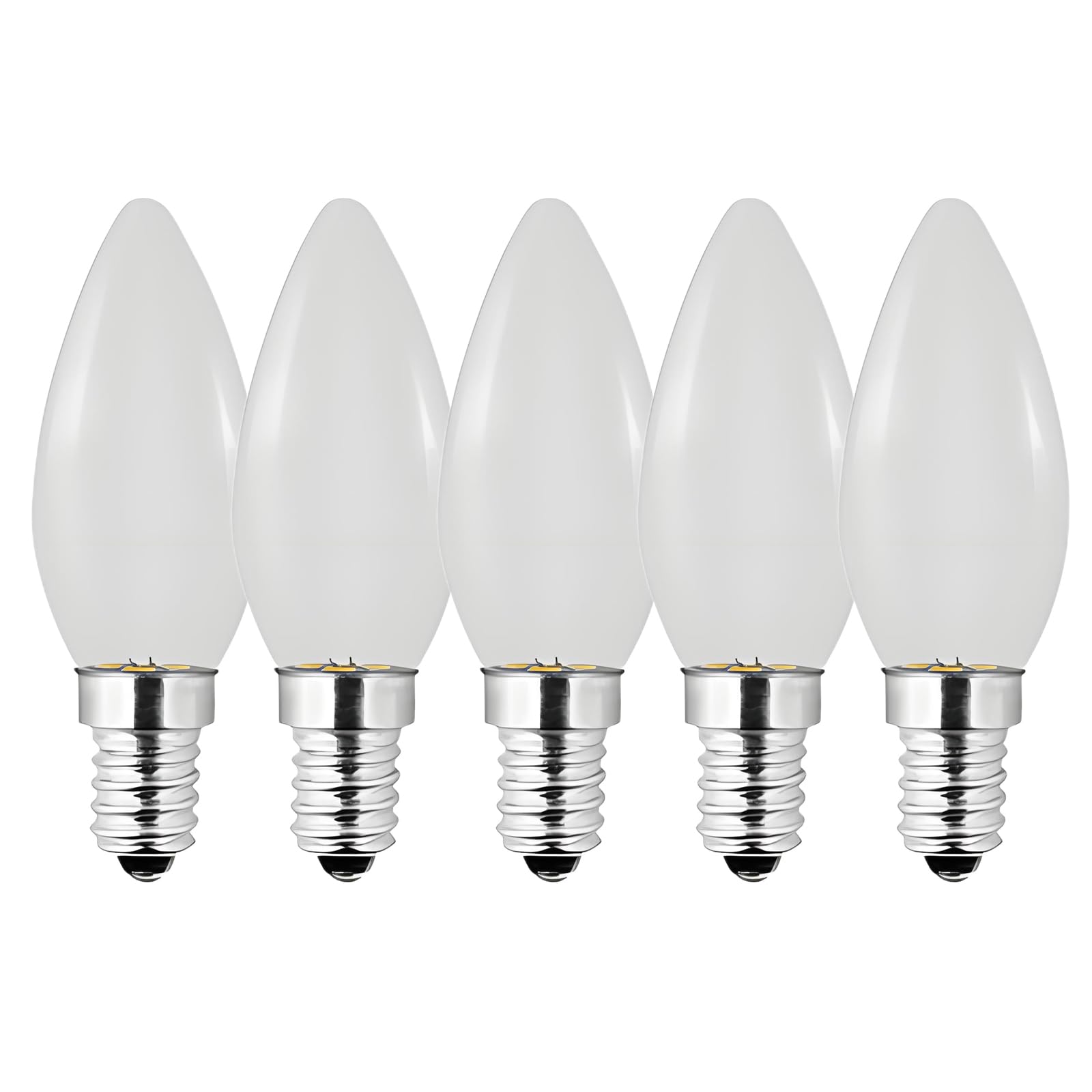 Jiotouhu 5 Pack White E14 1W 220V LED Colored Light Bulbs, Plastic Cover, Non dimmable, for Outdoor Indoor String Wedding Party Bar Mood Ambiance Decor