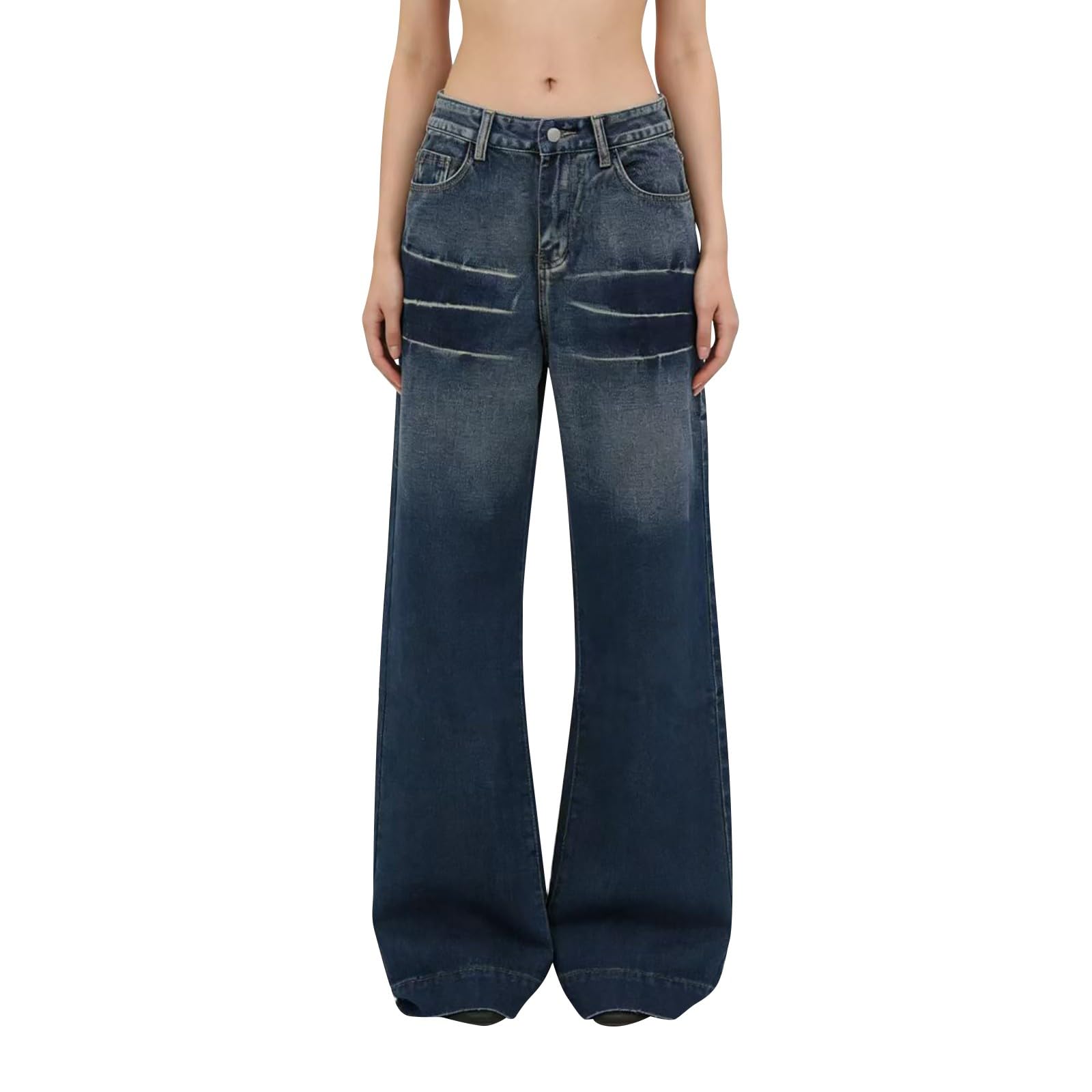 Jeans Donna Larghi Jeans Vita Alta Curvy Gamba Larga Pantaloni Denim Elasticizzati Casual Leggeri Palazzo Pantaloni Baggy Larghi Taglie Forti Y2k Pantalone Tempo Libero Eleganti Basic