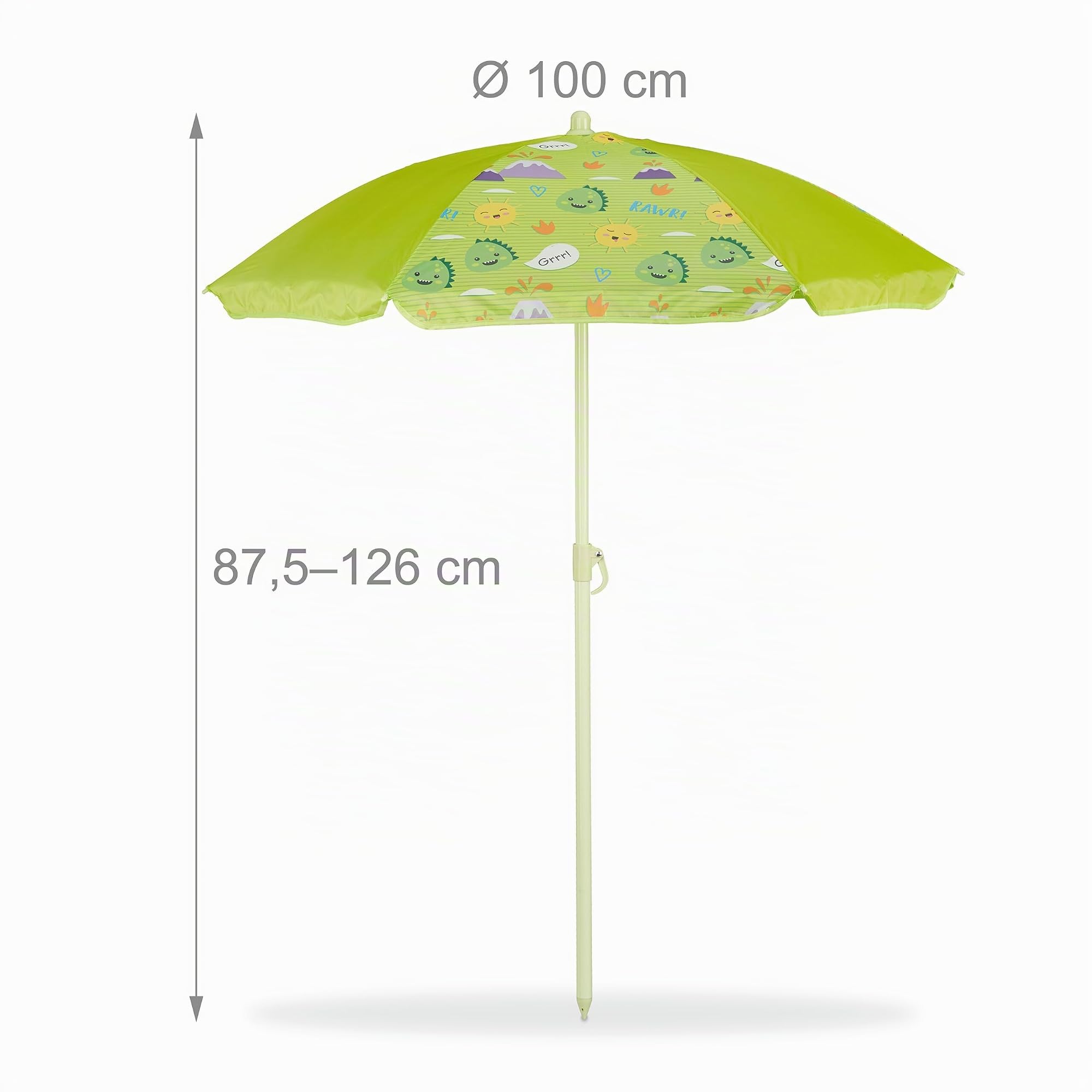 Relaxdays, Salon de Jardin, Enfant, Table, chaises, Parasol, pour Un Petit Fan de Monstres, pour Plage ou Camping, Vert