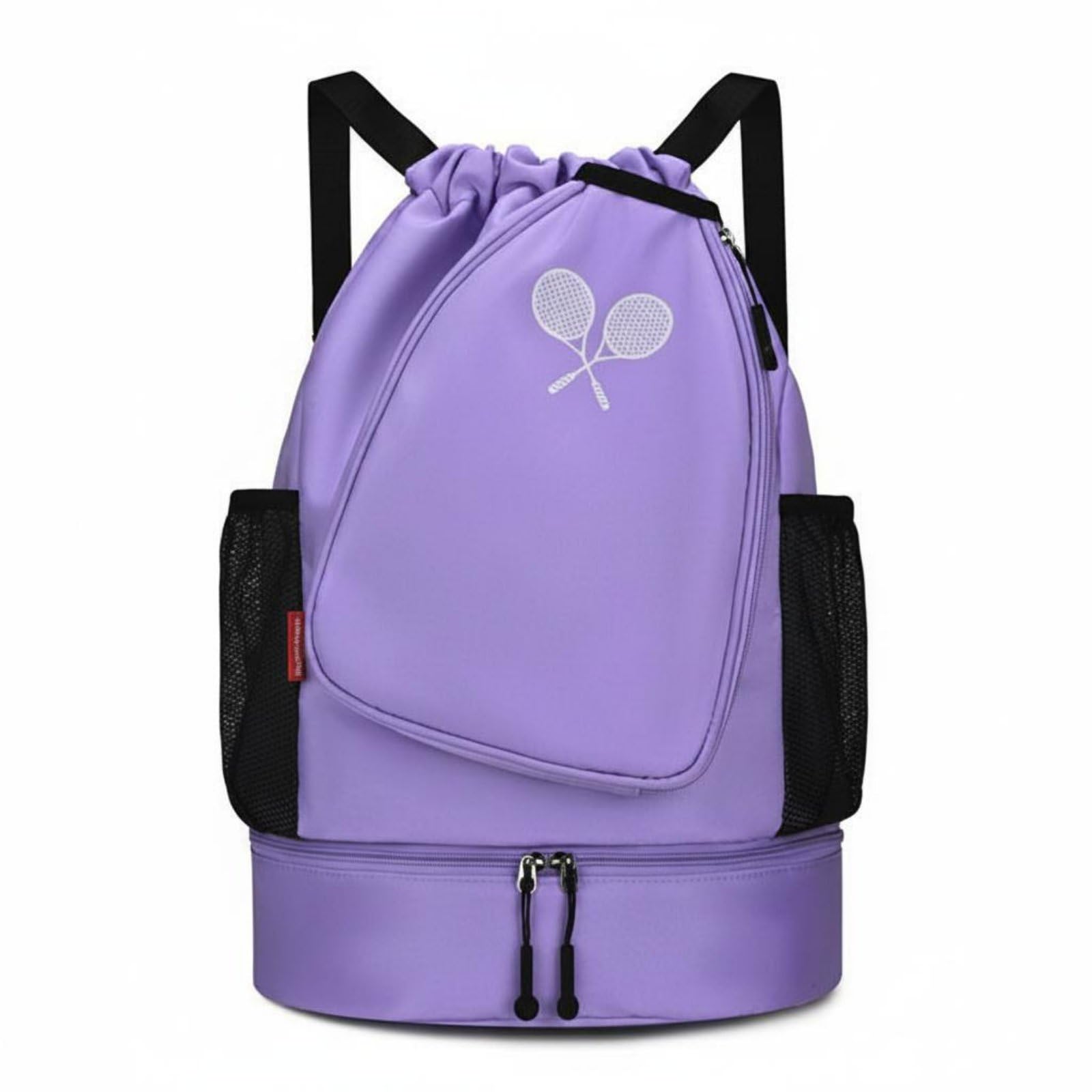 Multi-Use Badminton Bag Backpack Lightweight Shoe Compartment Backpack Large Capacity Gym Drawstring Bag Carry Handles for Swimming, Purple-picture-22