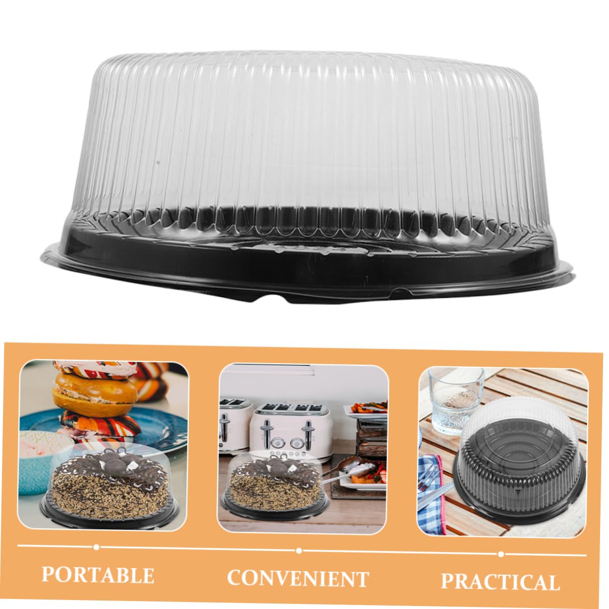 AUTSUPPL 20pcs Round Cake Carriers Lids Reusable Plastic Cake Boxes Food Storage Containers for Baking for Events
