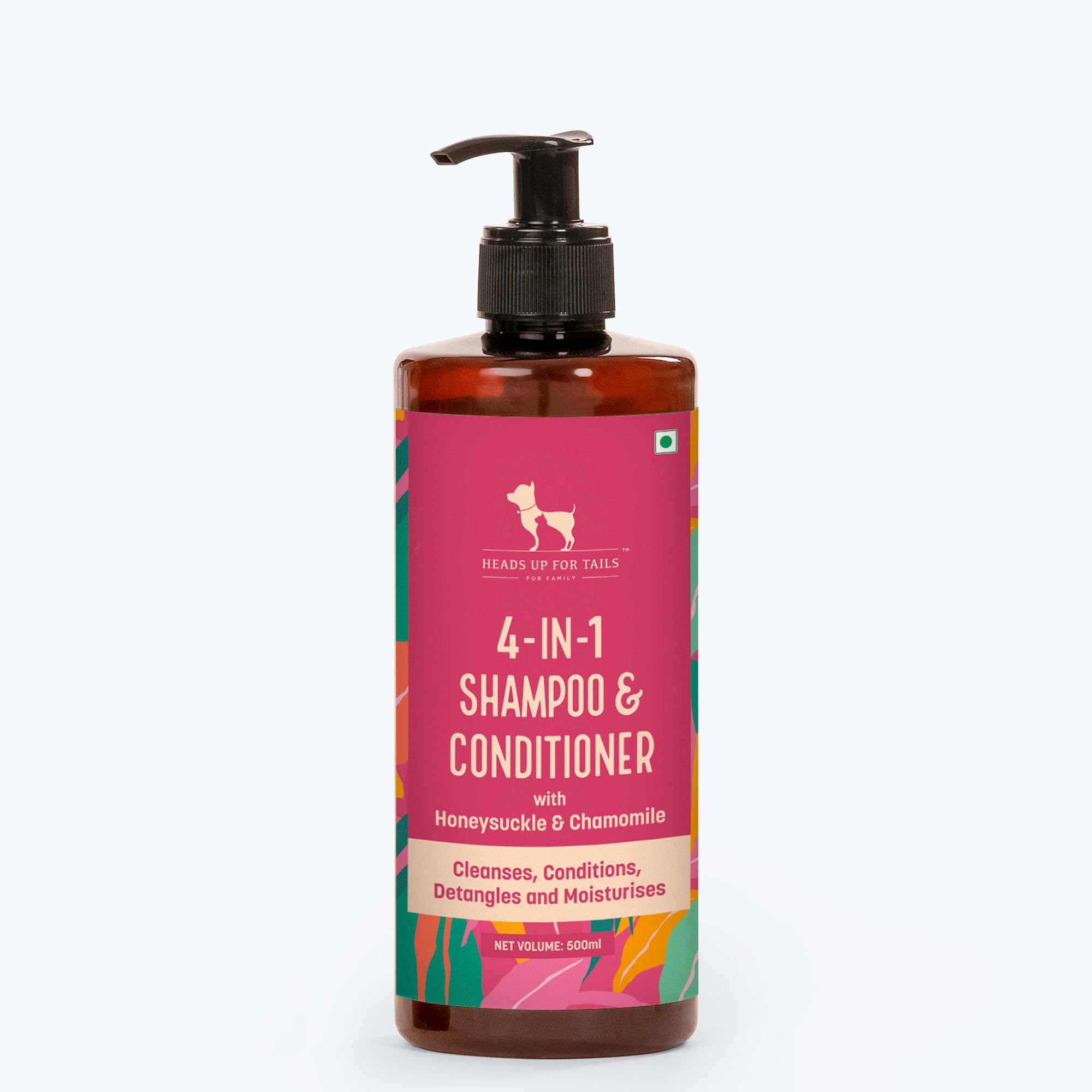 HUFT 4-in-1 Shampoo & Conditioner for Dogs (Over 12 Weeks) - Honeysuckle & Chamomile - 500ml | Pet Shampoo for Labrador, German Shepherd & Pomeranian | for All Breeds| Hydrating & Tick Care 3