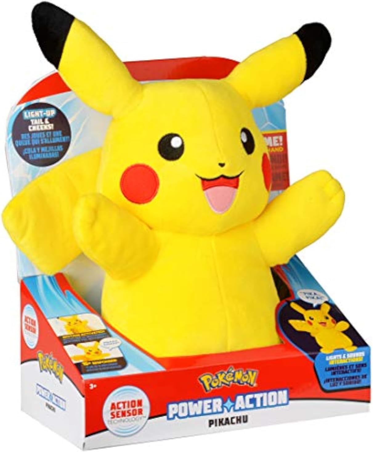 Pokémon PKW1887-25 cm Featured Plush - Pikachu, Official Pokémon Plush with Light and Sound