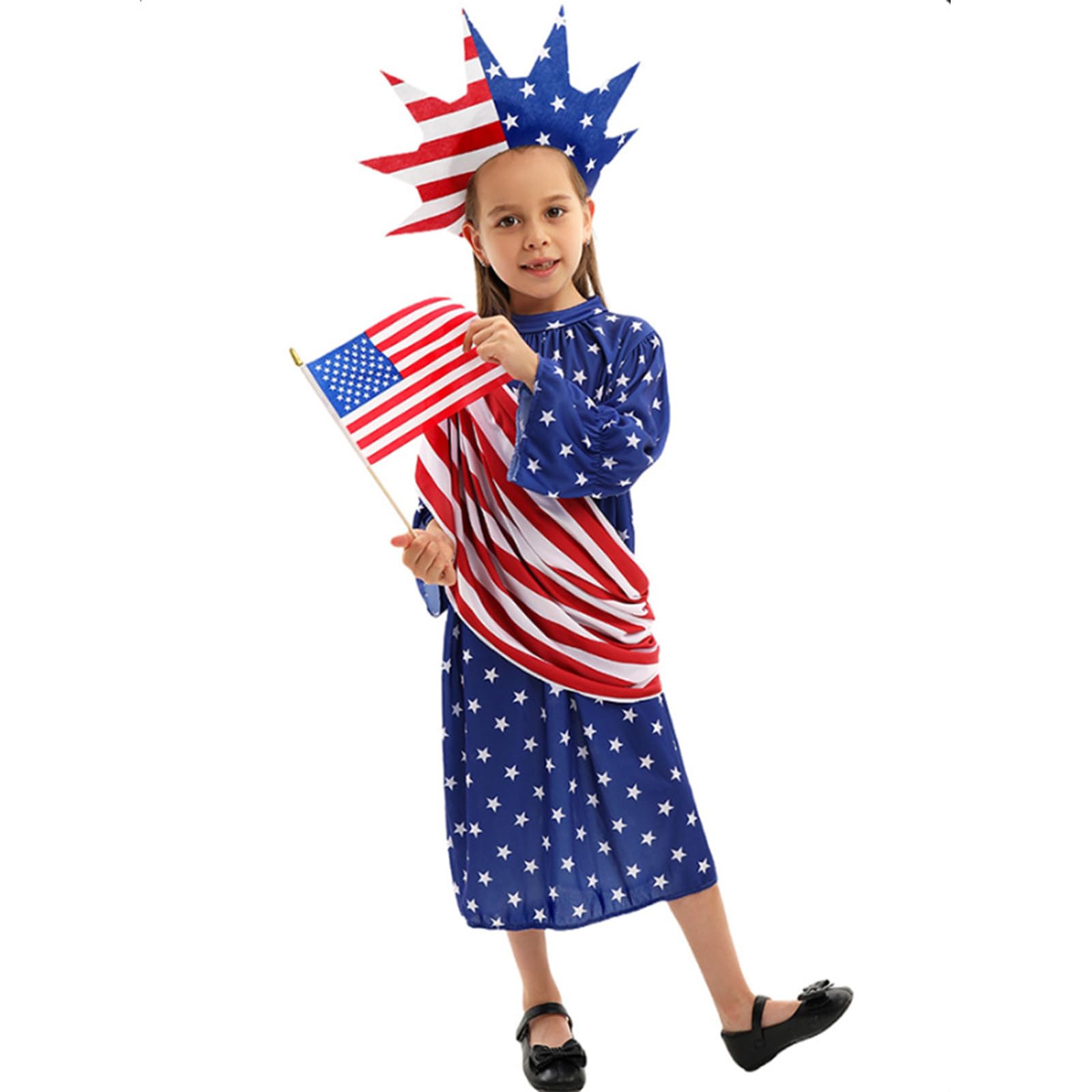Faschingskostüme Kinder Mädchen Patriotisches Unabhängigkeitstag Performance Outfit Elegantes Hofstil Cosplay Kleid Für Kinder Amerikanische Heldin Für Fasching Und Party Kinderkostüme Mädchen