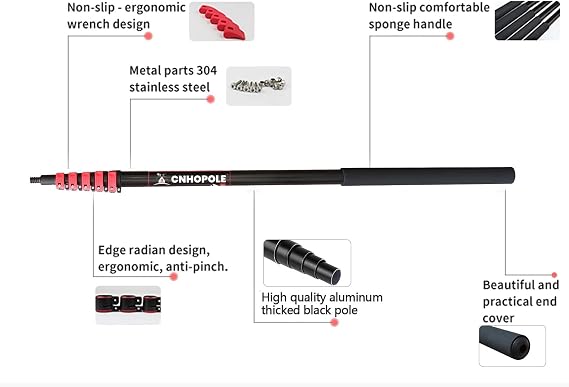 24/30/36/40 Ft Heavy Duty High Reach Extension Window Cleaning Pole Telescopic Extendable Paint Roller Handle Garden/Picking(30ft(9.0m))
