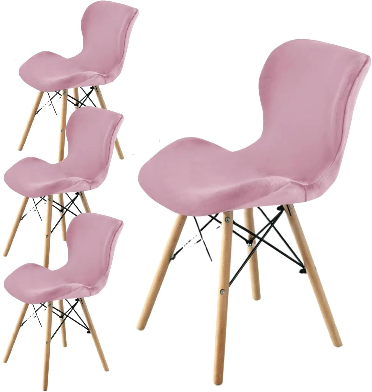 Velvet Bar Stool Cover Curved Swivel Set of 2/4 Bar Stool Chair Cover Slipcover with Backrest Stretch Bar Chair Protector for Short Back Dinning Room Bar Chair(Pink,4pcs)