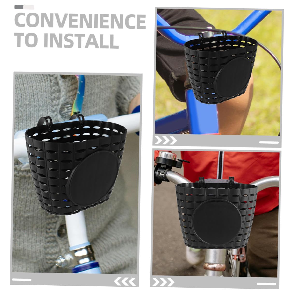 PRETYZOOM Cesta de Bicicleta Desmontable para Niños con Correa, Fácil Instalación, Material Plástico Negro, Accesorio Adecuado para Bicicletas Infantiles
