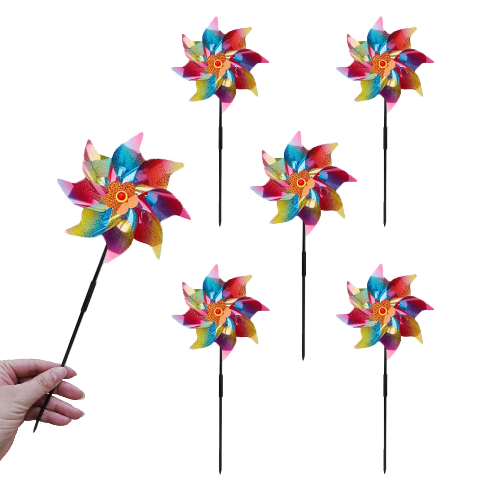 6 PCS Molino de Viento Reflectante,Molinillo de Viento,Molinillo de Viento Jardin,Molinos de Viento para Balcón,Molino de Viento Repelente Aves,para Proteger Jardines,Huertos,Granjas,Techos