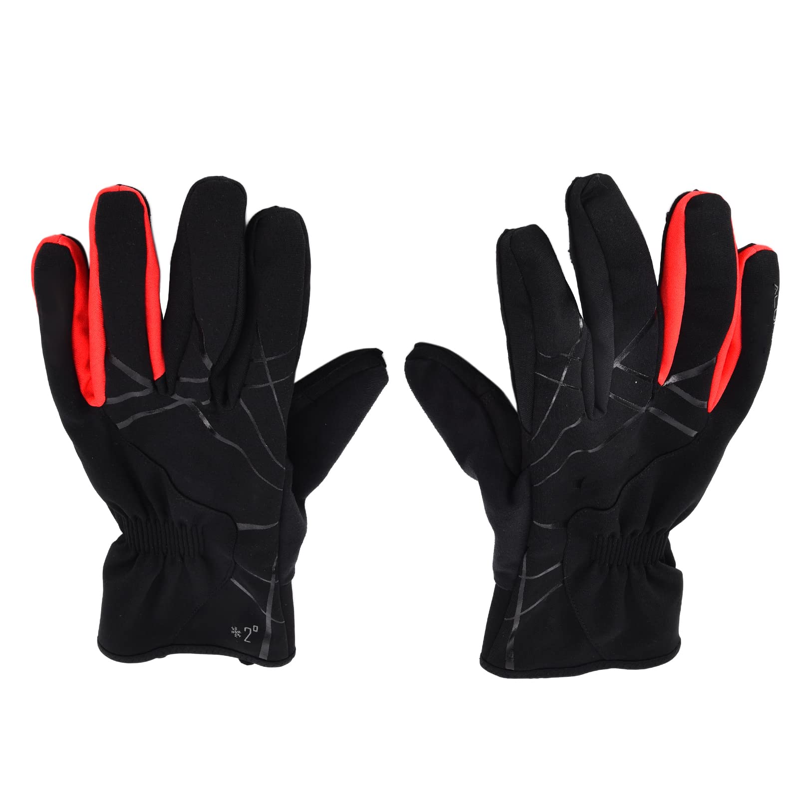 Guantes de Ciclismo de Invierno a Prueba de Viento Impermeables amortiguadores cálidos Negro Rojo 2 Pares
