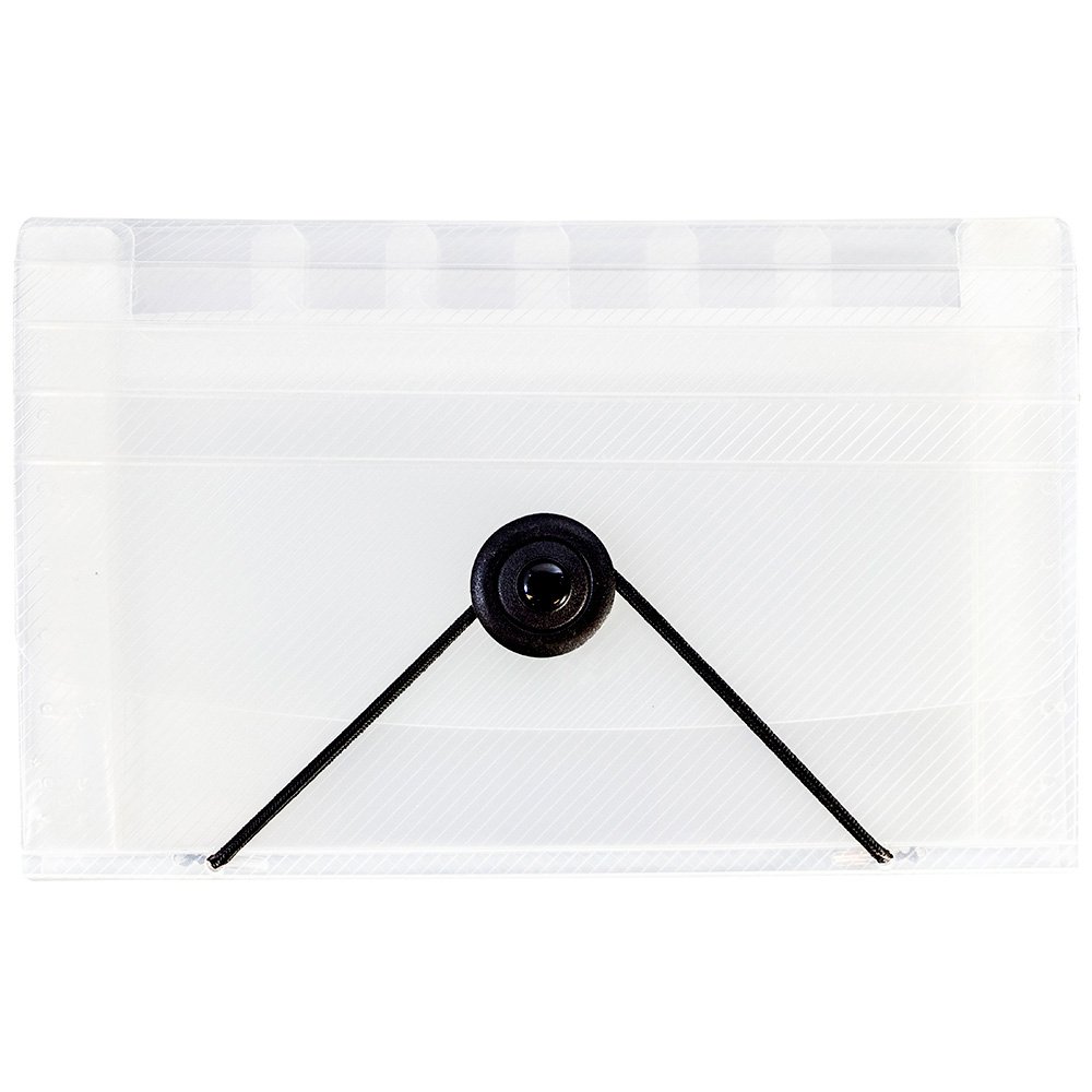 JAM PAPER Accordion Folders - 13 Pocket Plastic Expanding File - Coupon Size - 4 1/4 x 6 3/4 - Clear - Sold Individually