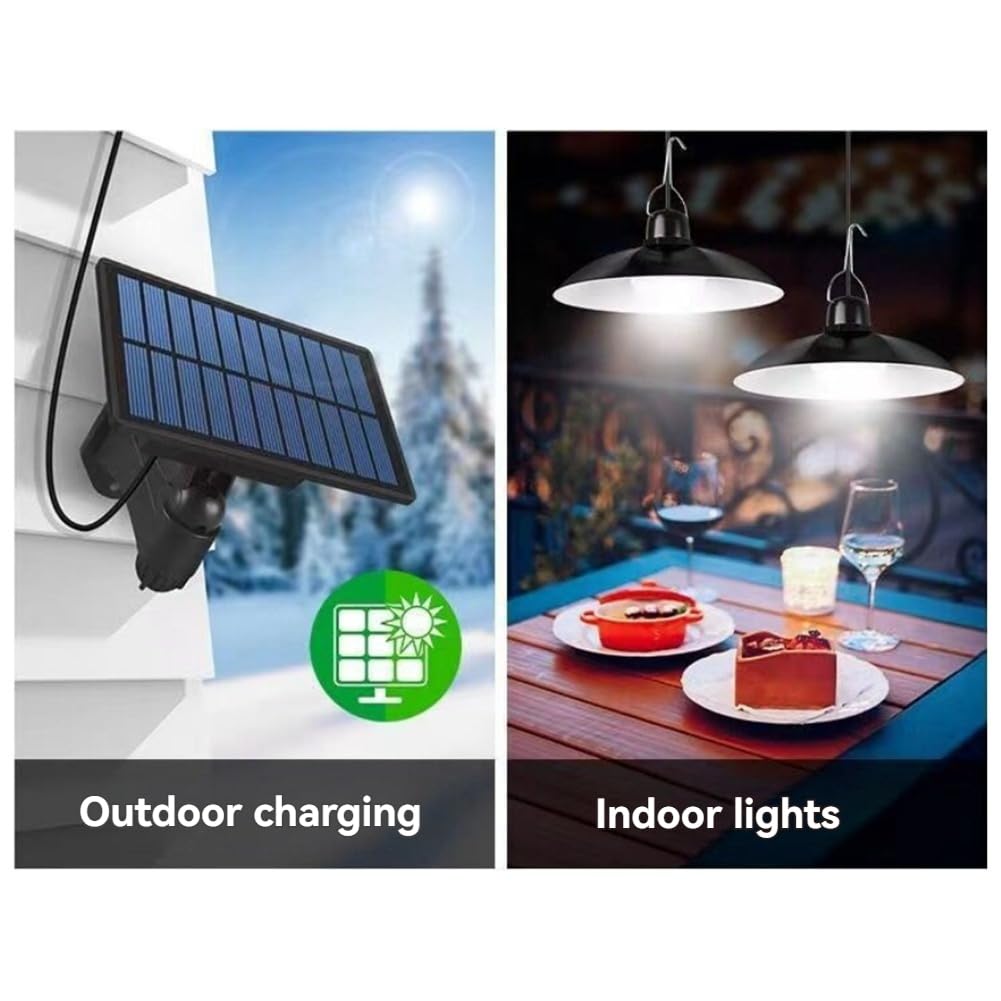 Lampe Solaire Suspendue Extérieure Imperméable à Double Tête avec LED et Décorations de Lustre pour Abri de Jardin ou Grange