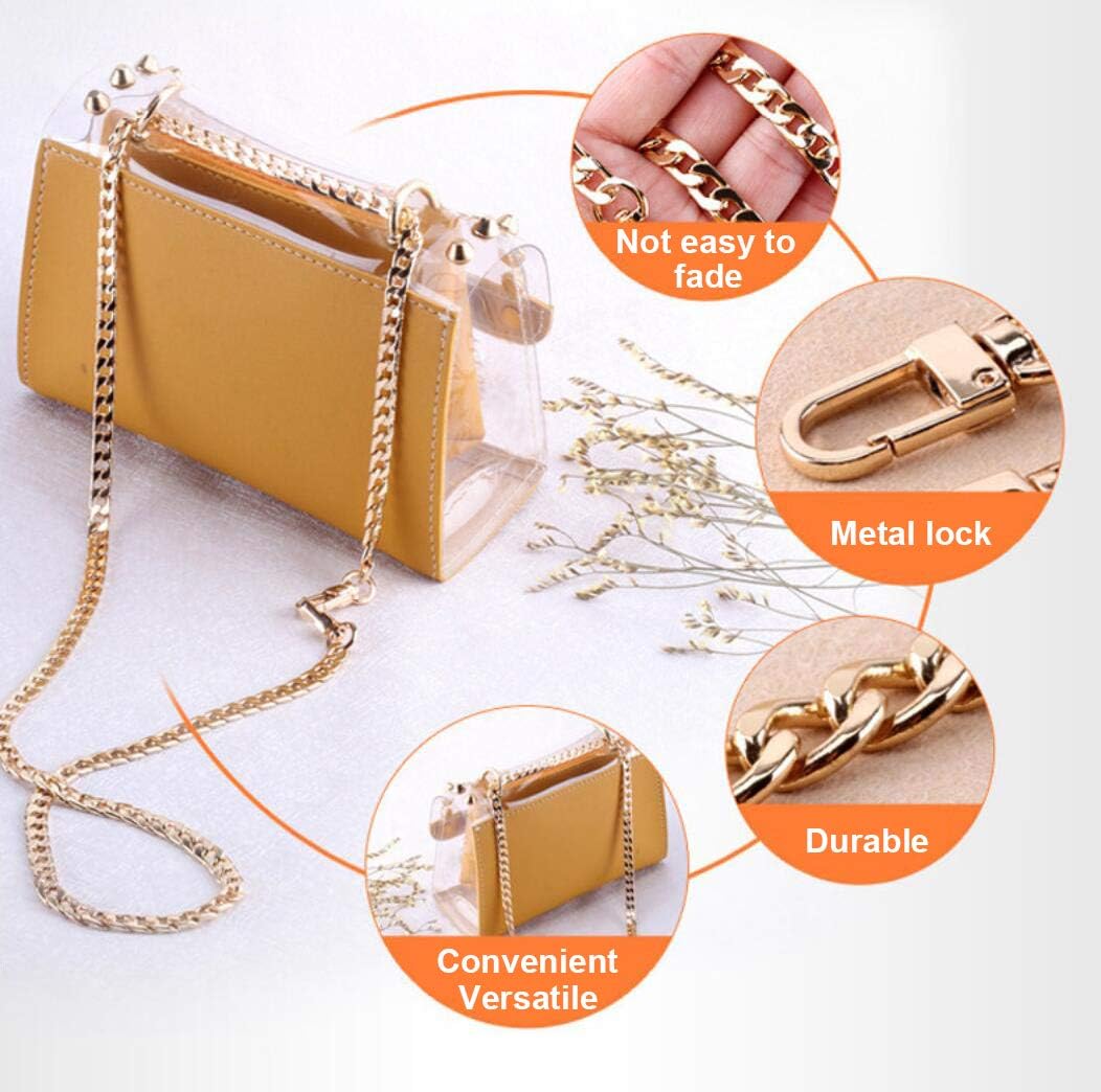 2Pcs Purse Chain Strap 47 Inch Width Flat Chain Strap Handbag Chains with Metal Buckles for Crossbody Handbag Shoulder Bag Metal Replacement and Purse Making Supplies(Golden)