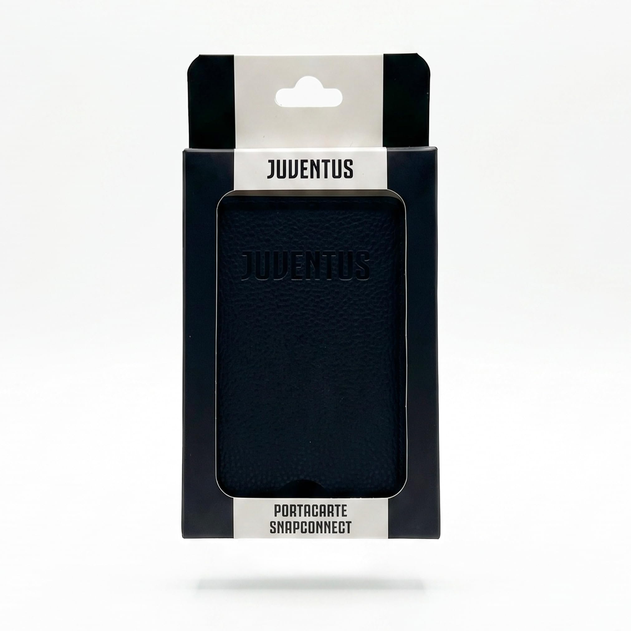 TECHMADE Juventus Portacarte Compatibile MagSafe per iPhone, Anello Adattatore Incluso - Spazio per 3 Carte o Contanti, Sistema di Estrazione Rapida - Blocco RFID, in Eco-Pelle Vegana (NERO)