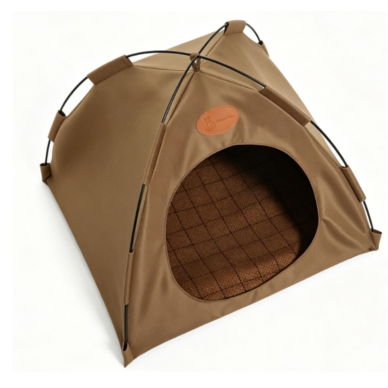 AMONIDA Tenda per Gatti, Letto Accogliente Dal Design Traspirante e Portatile per Uso Interno Ed Esterno, Materiale in Tela (Caffè con Mat)
