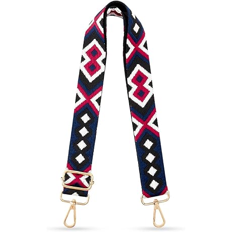 Red and Black Embroidered Purse Strap for Women