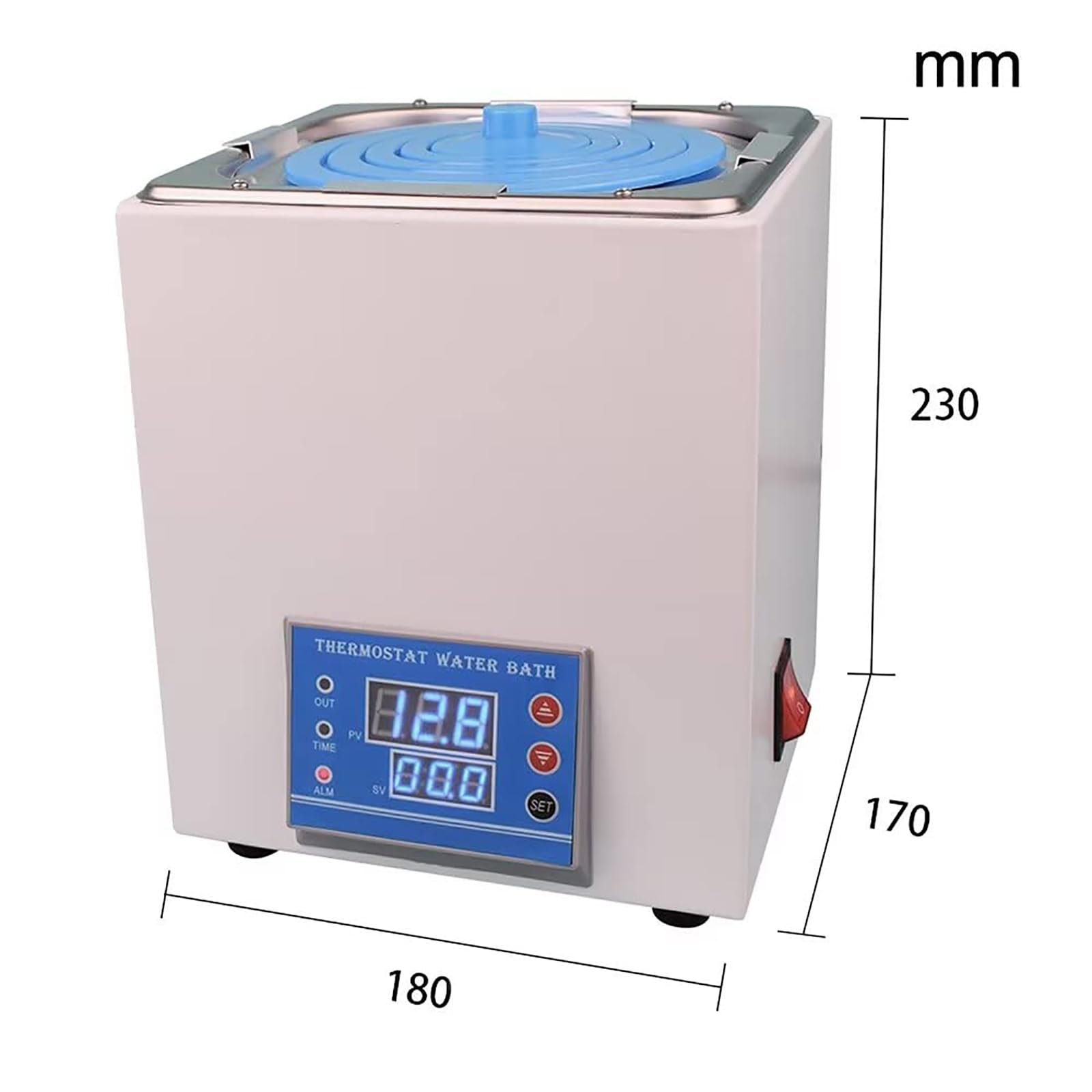 Baño María termostático digital de laboratorio (1/2 orificio): temporizable, tapa ajustable, antiquemaduras en seco, calentamiento circulante de 360°, control preciso de temperatura de 0,1 ℃, apto p