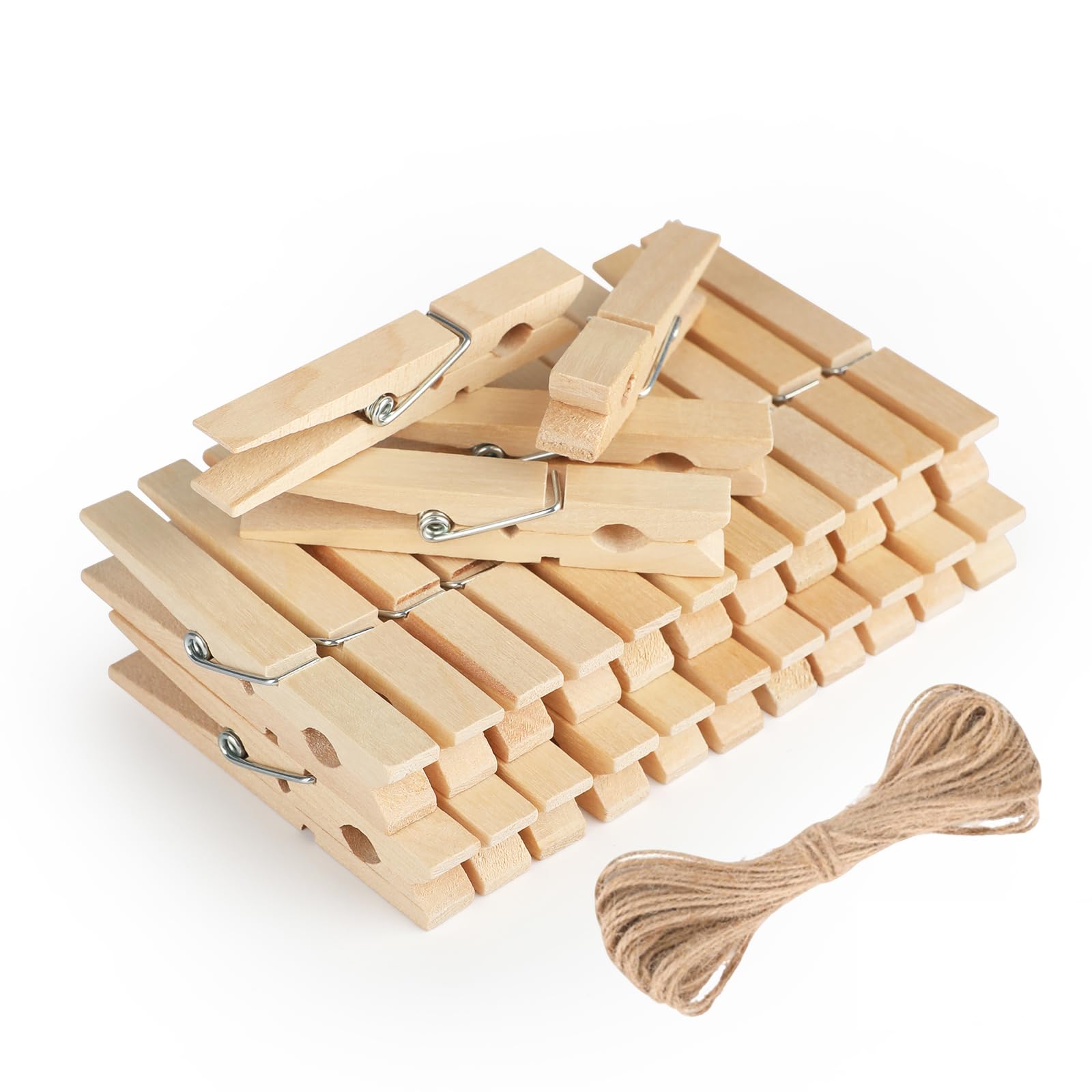 jijAcraft 50 Pcs Large Clothes Pins - 2.9 Inch Wooden Clothespins