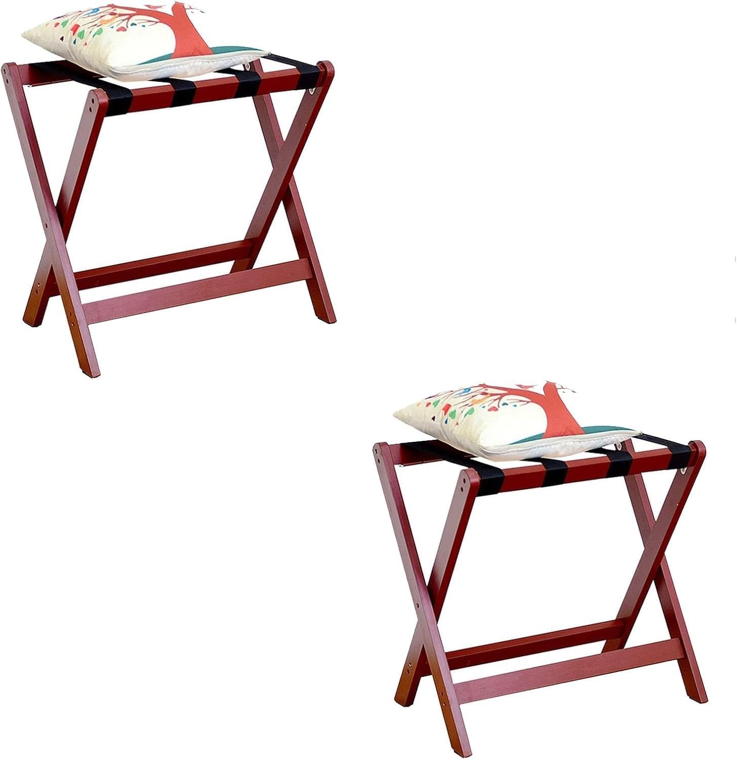 TIST Luggage Rack Luggage Stands for Suitcases Foldable - Suitcase Stand, Suitcase Stand with Nylon Straps(Red,2pcs)
