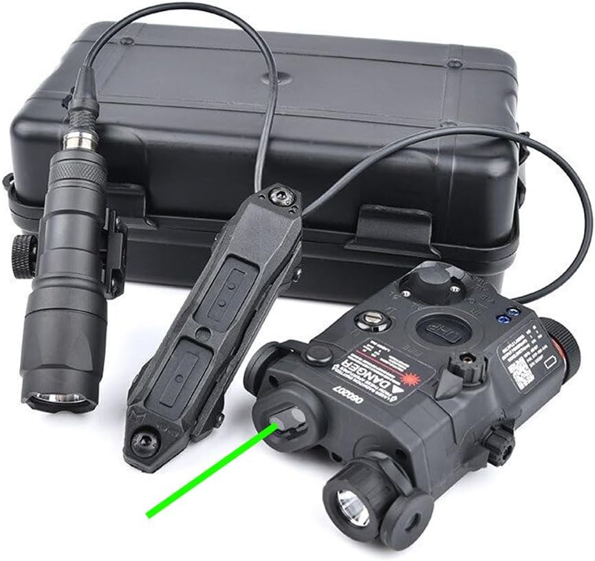 Plastic PEQ15/DABL-A2/NGAL Box Laser Sight Indicator(with IR Laser+Red/Green/Blue Laser + White Light), & M300A/M600C Scout Flashlight Torch, & Modular Wire Remote Pressure Switch(SF+2.5 Plug) Combo