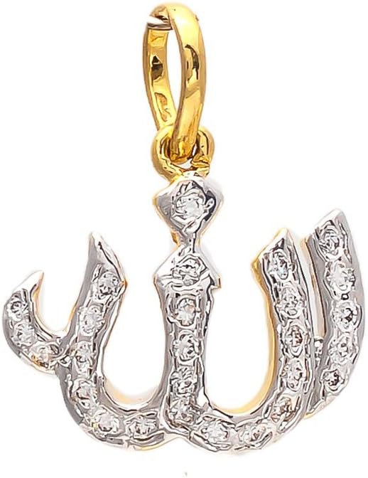 Zcarina Men's Allah Symbol American Diamond Locket For Man