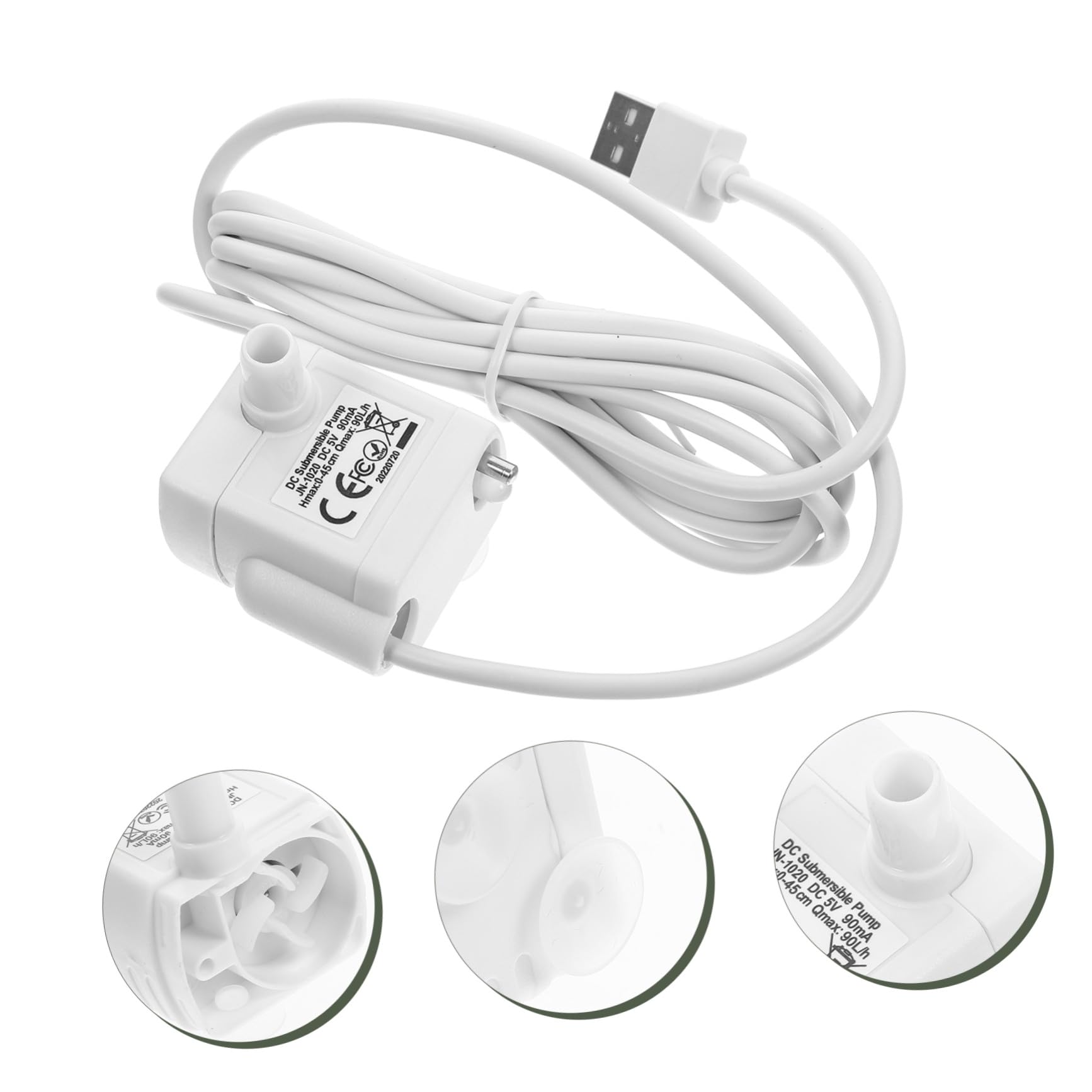 Bomba de Agua para Fuente de Gatos Ajustable con Luz LED Silenciosa y Resistente Repuesto para Dispensadores Pequeños Hogares y Tiendas de Mascotas