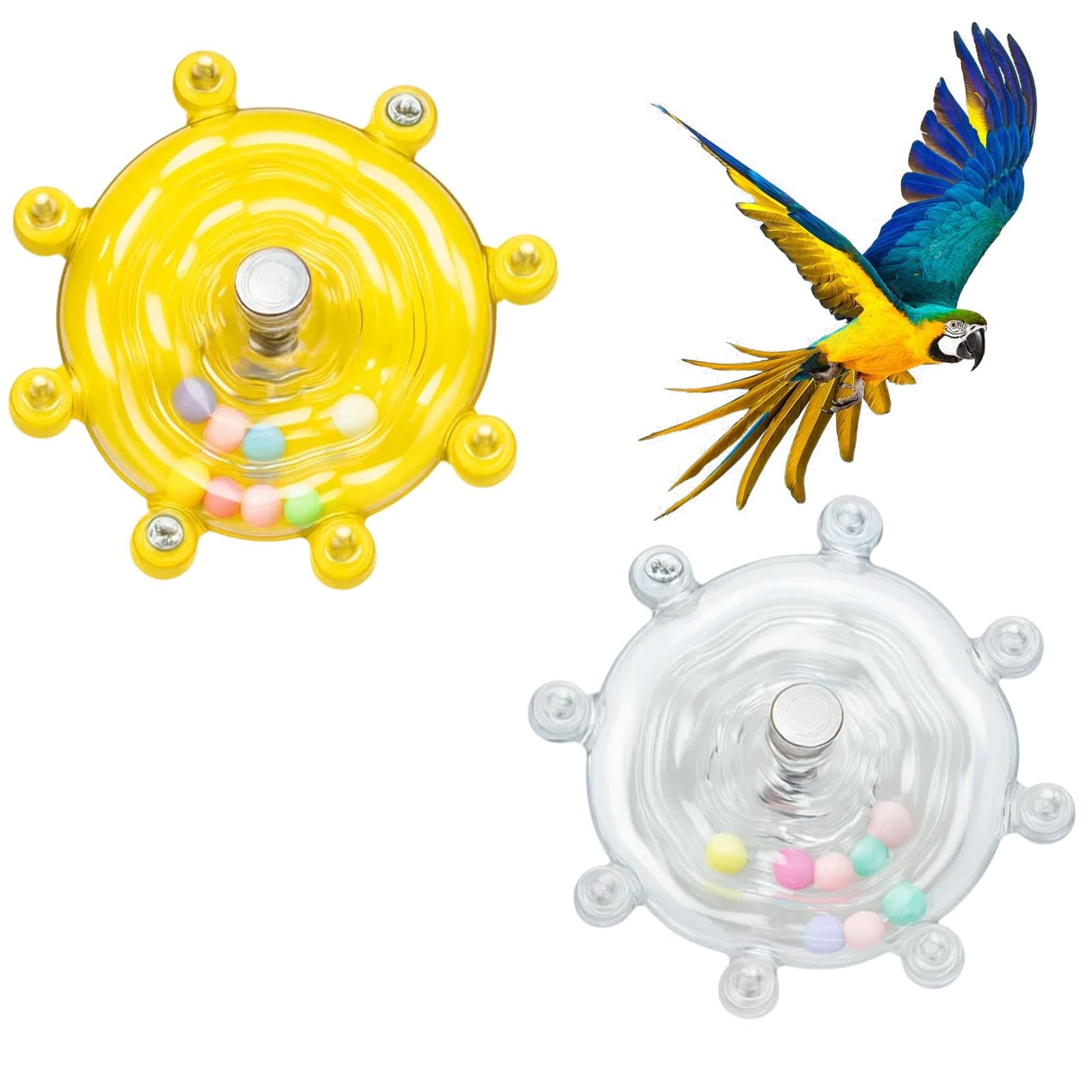 2Pcs Parrot Toy, Parakeet Spinner Toy for Bird Cage Entertainment, Rotating Bird Toys for Beak Grinding and Chewing, Suitable for Budgies, Cockatiels and Conures-image-5