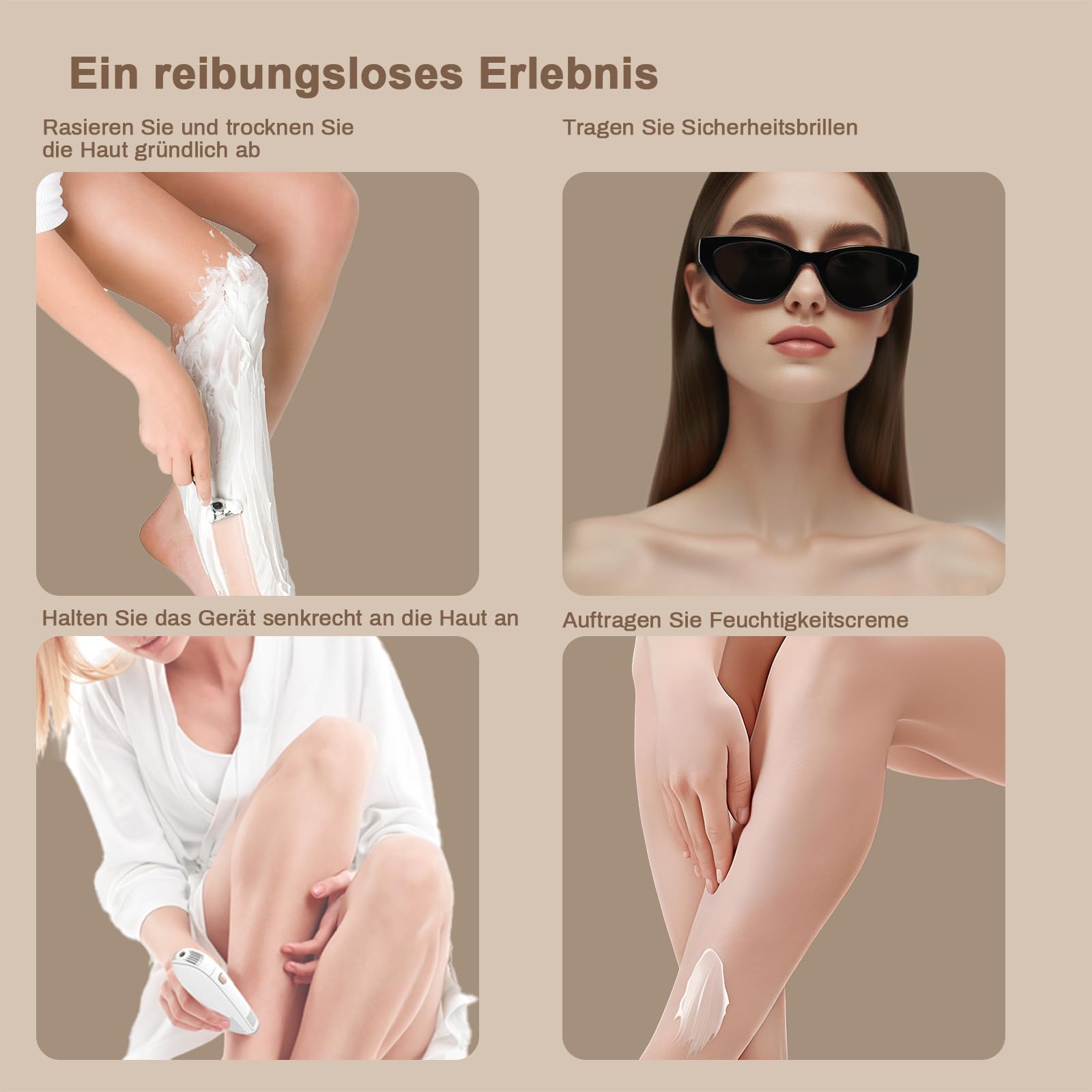 IPL Geräte Haarentfernung,Dauerhafte und Schmerzfreie IPL Haarentfernungsgerät mit Saphir-Eiskühlsystem, IPL Laser für Achseln, Beine, Bikinizone, Körper，Weiß & Rosegold